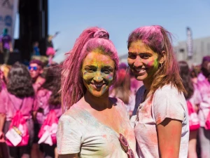 Portrait of women with Holi powder